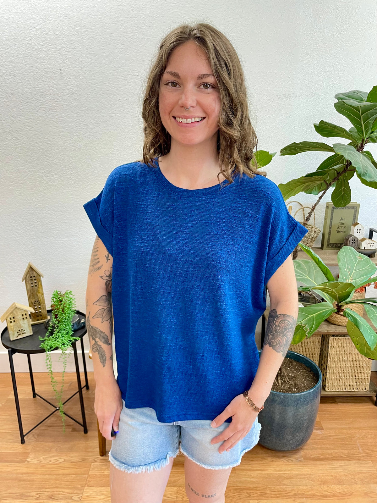 Navy Hacci Slub Tee