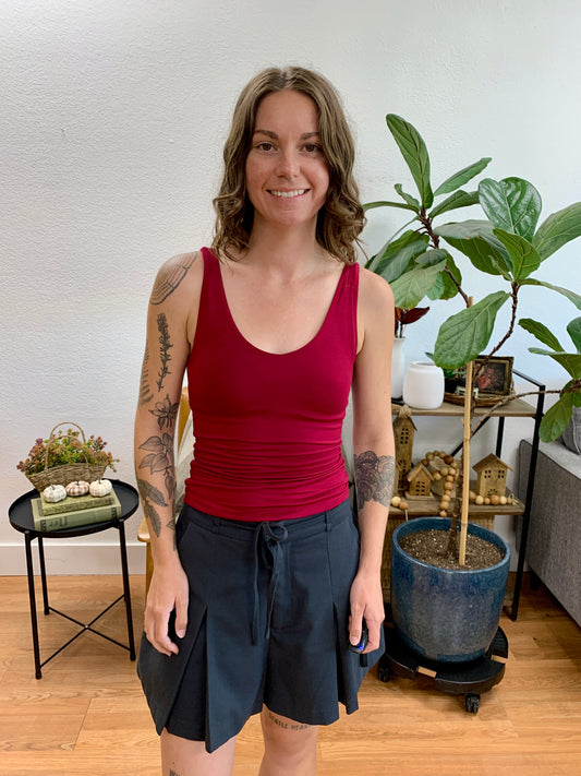 Wine Double Layer Rayon Tank