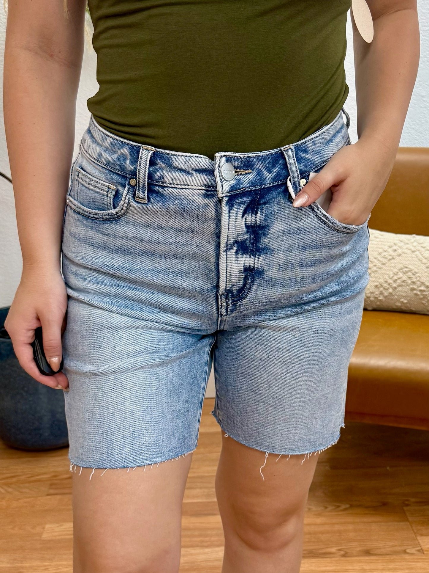RISEN Light High Rise Mid Length Shorts