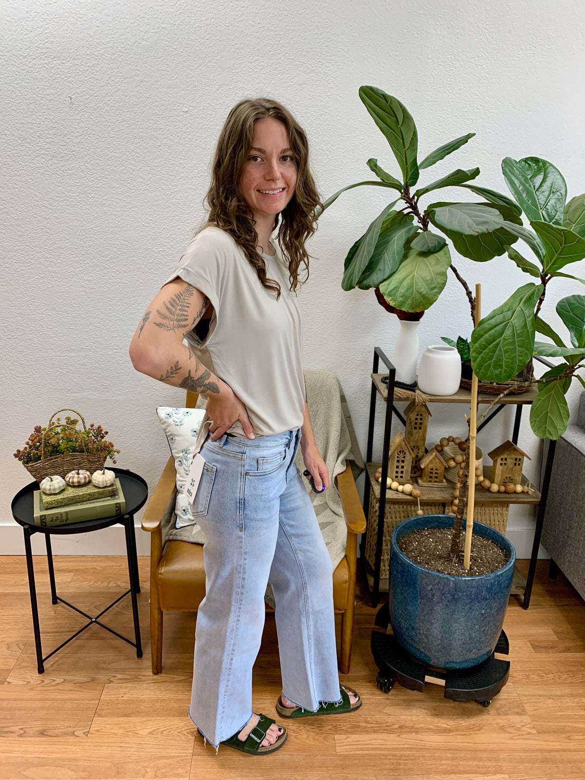 Mica Blue Koi Crop Wide Leg