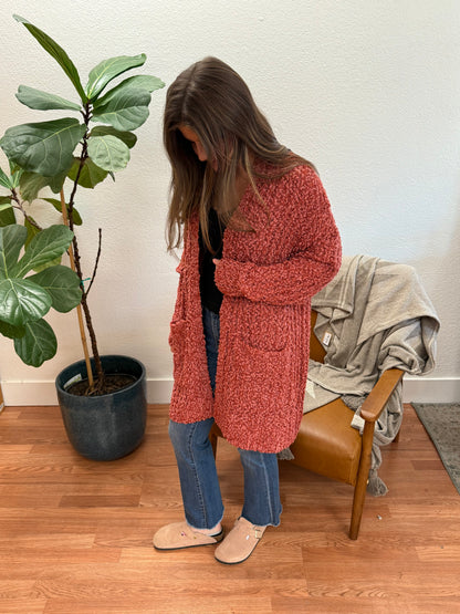 Rust Popcorn Cardigan