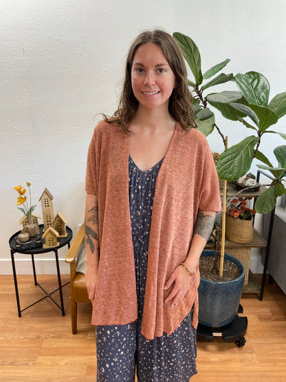 Rust Short Sleeve Cardigan