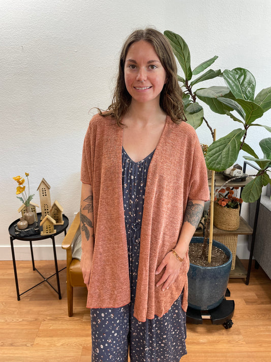 Rust Short Sleeve Cardigan