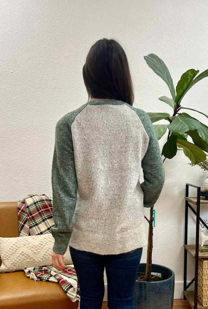 Green Colorblock Sweater