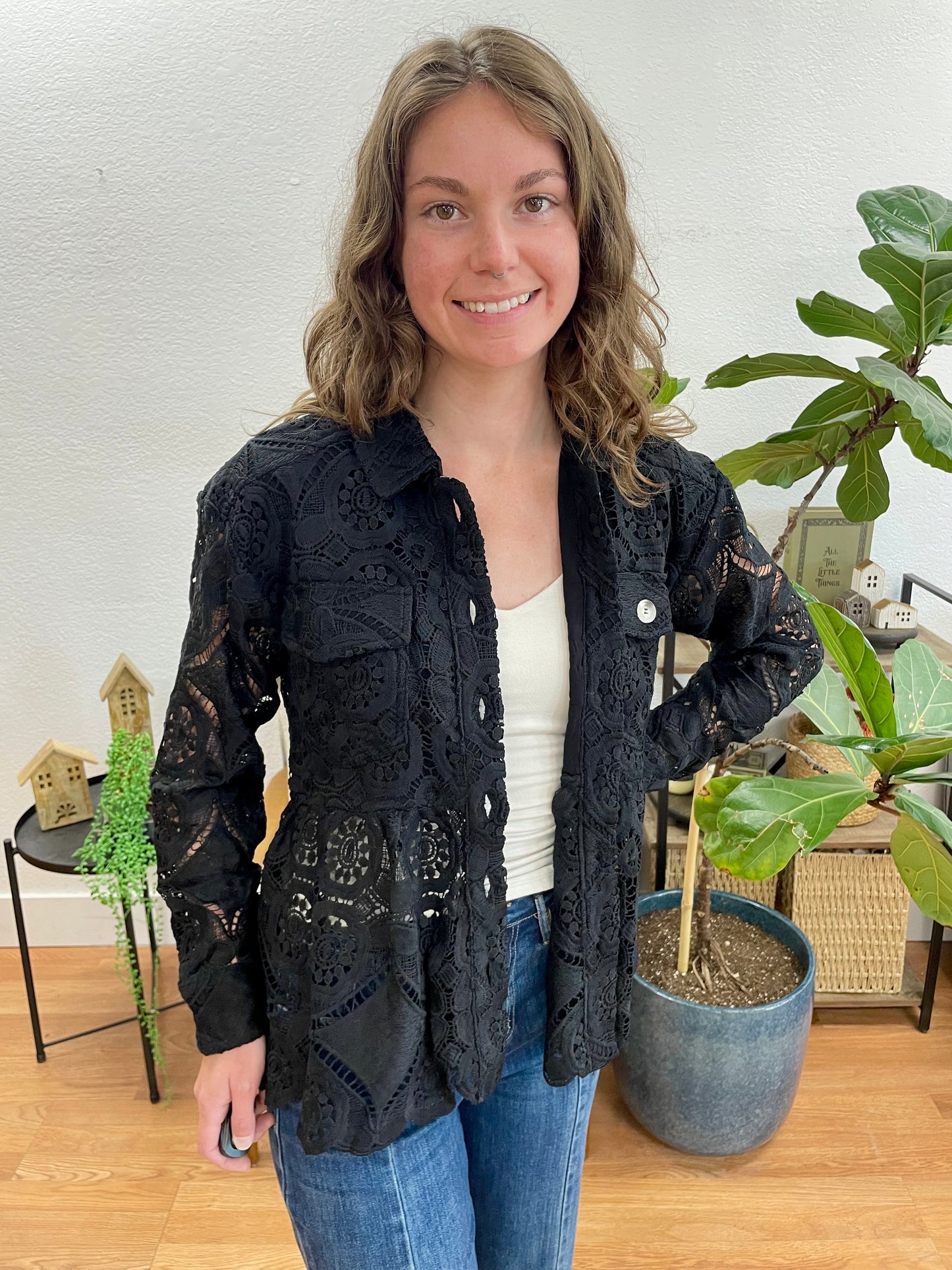 Black Lace Peplum Jacket