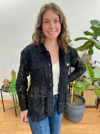Black Lace Peplum Jacket