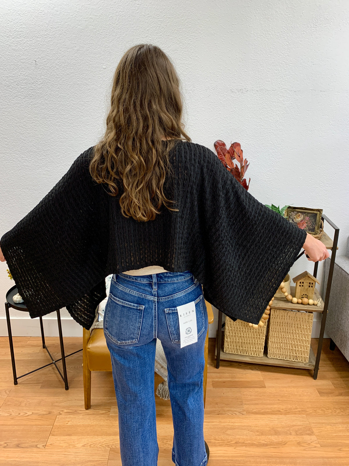 Black Kimono Sleeve Top