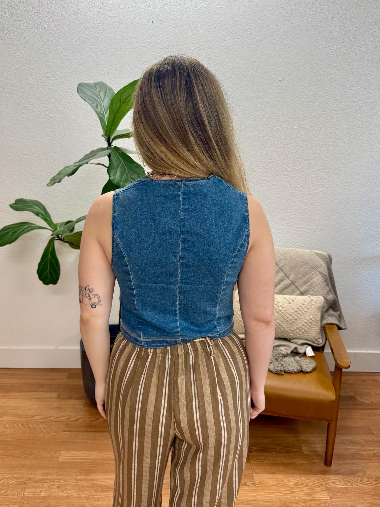 Blue Denim Stretch Vest