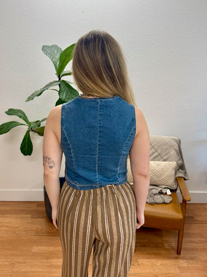Blue Denim Stretch Vest