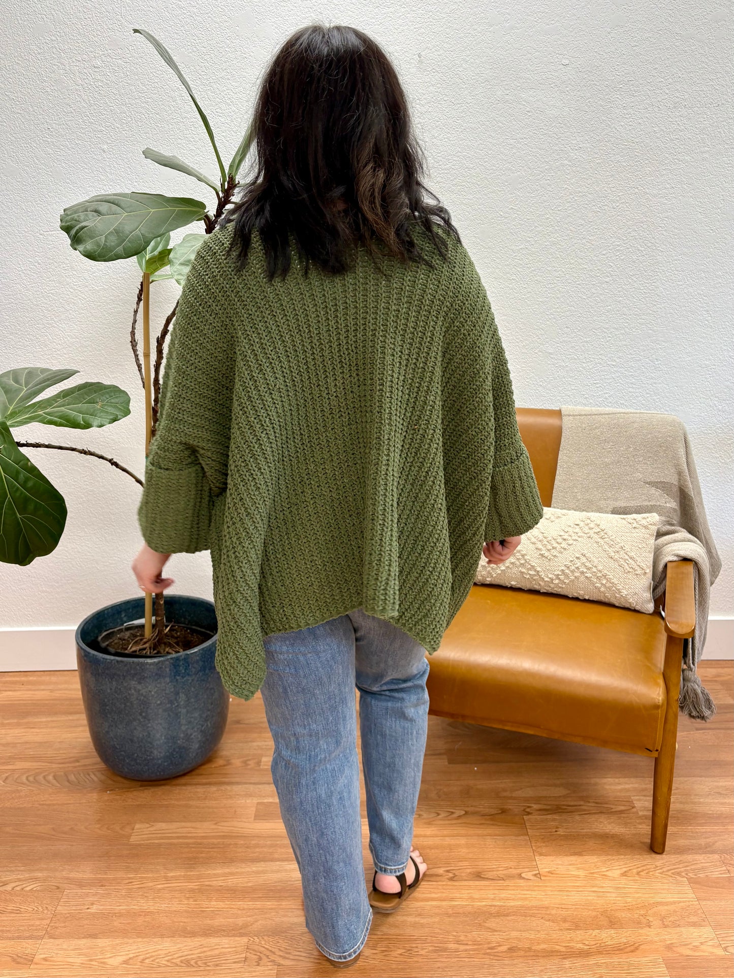 Light Olive Oversized Cardigan