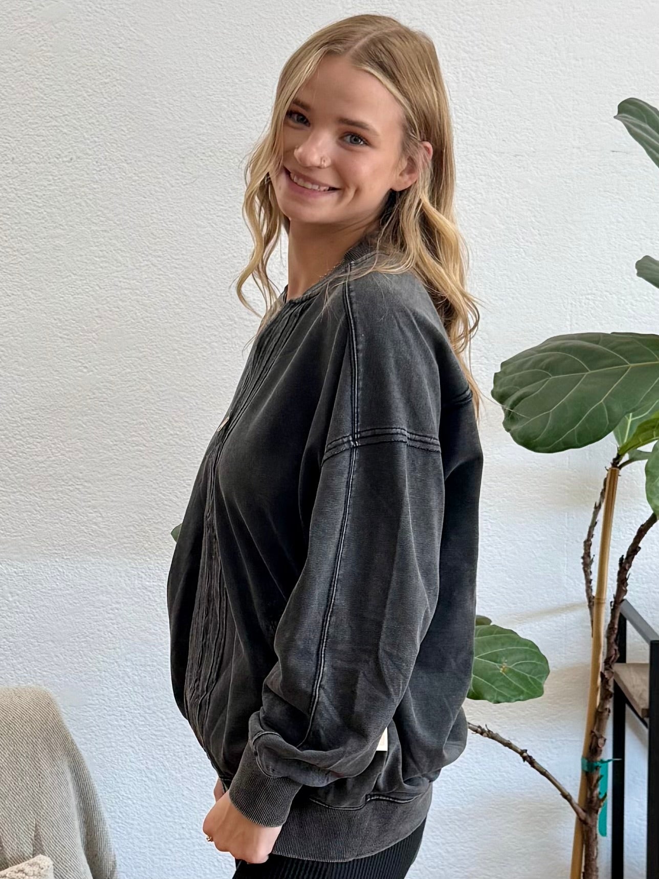 Charcoal Washed Zipper Jacket