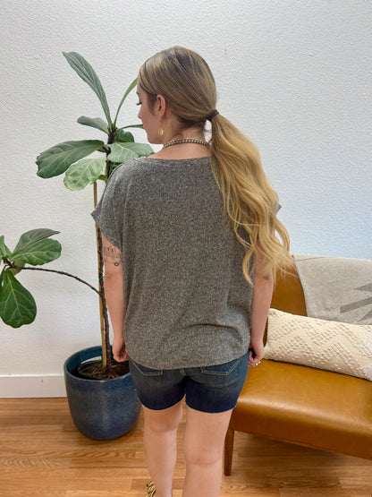 Black Soft Hacci Pocket Tee