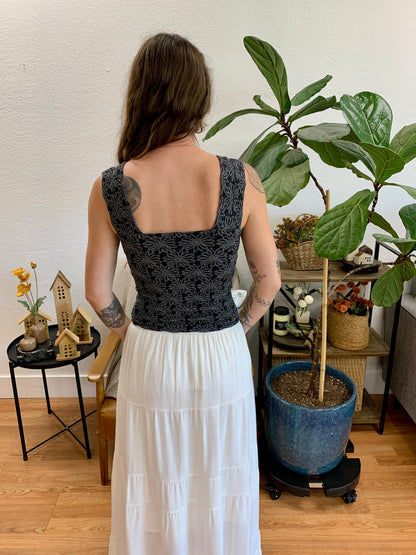 Two Toned Black Jacquard Tank