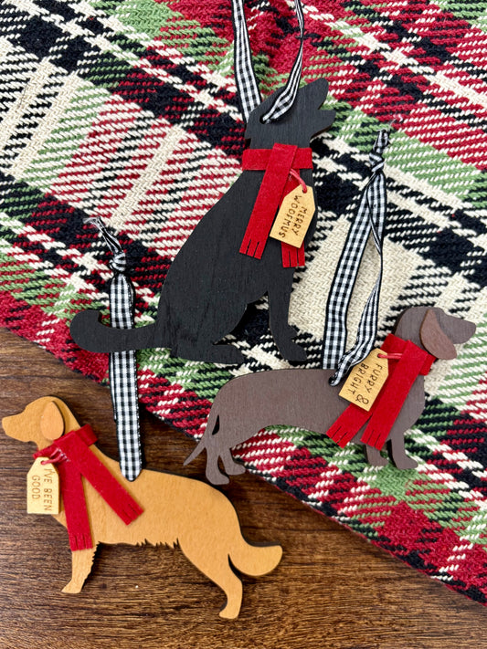 Wood Dog Ornaments