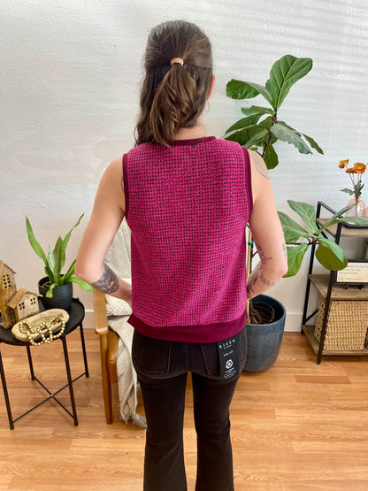 Burgundy & Magenta Round Neck Contrast Top - Terra Cottage