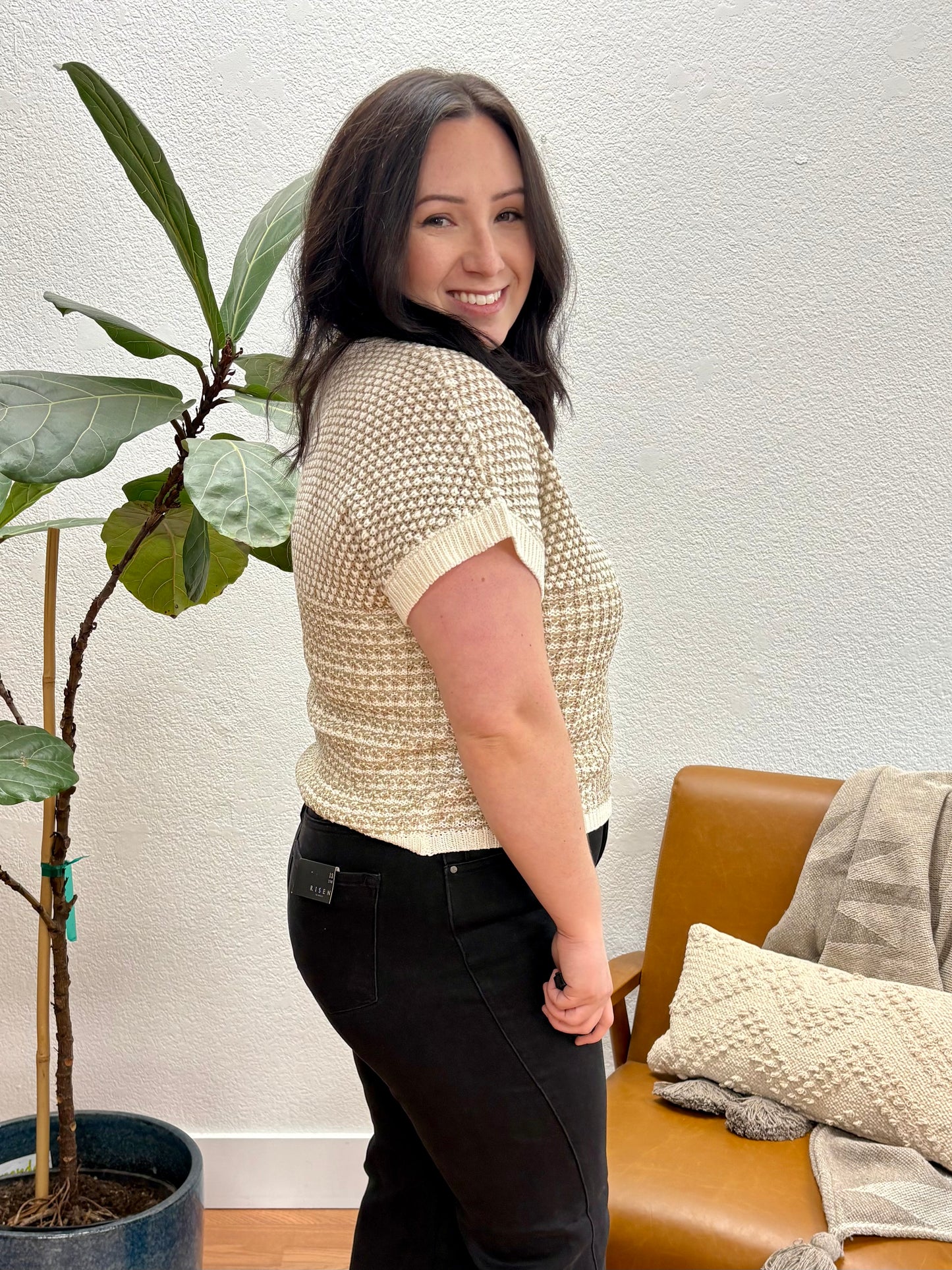 Taupe Colorblock Sweater Top
