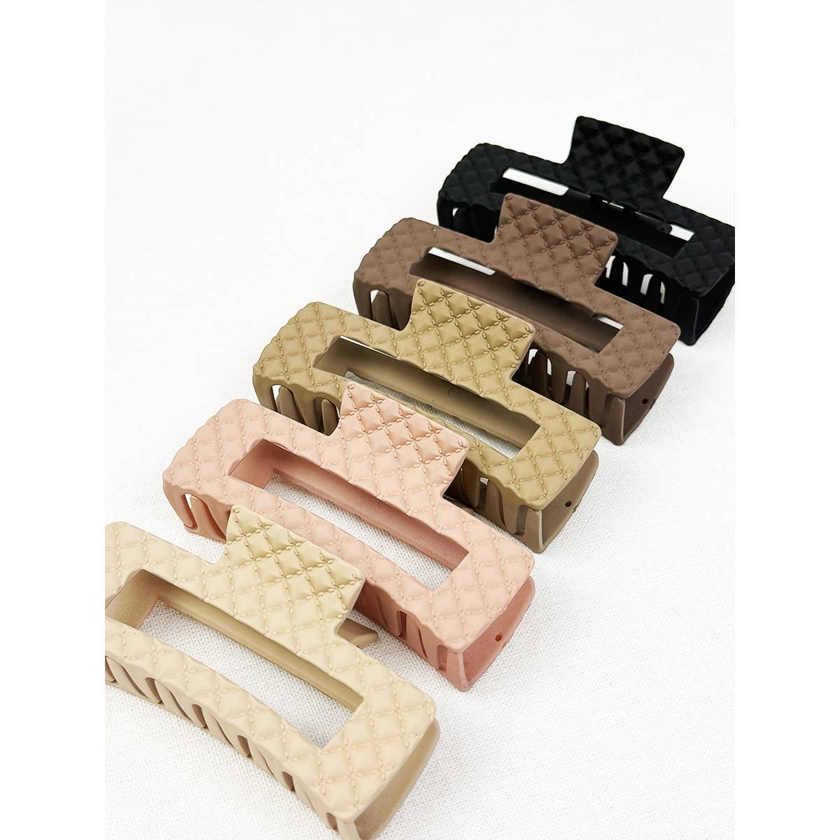 Neutral Color Embossed Cut Out Rectangle Hair Claw