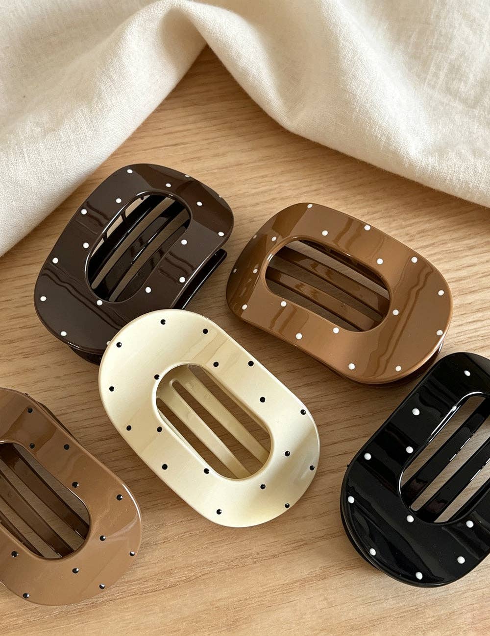 Black Polka Dots Flat Claw Clip