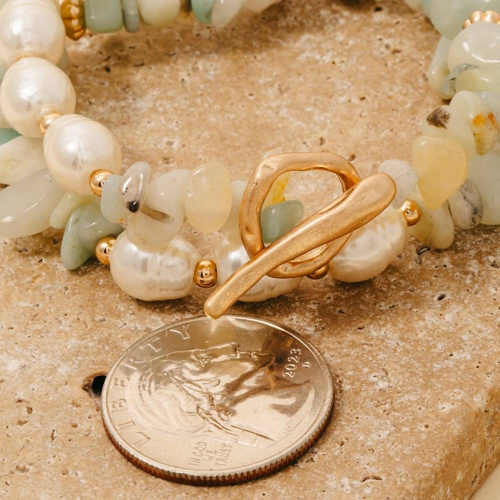 Stone And Pearl Beaded Bracelet Set - Terra Cottage