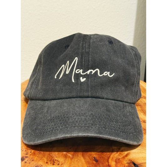 Black Mama Embroidered Acid Washed Baseball Cap
