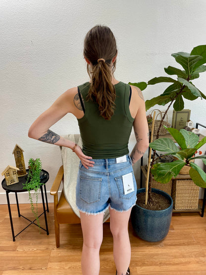 Mica Bismarck Raw Hem Shorts