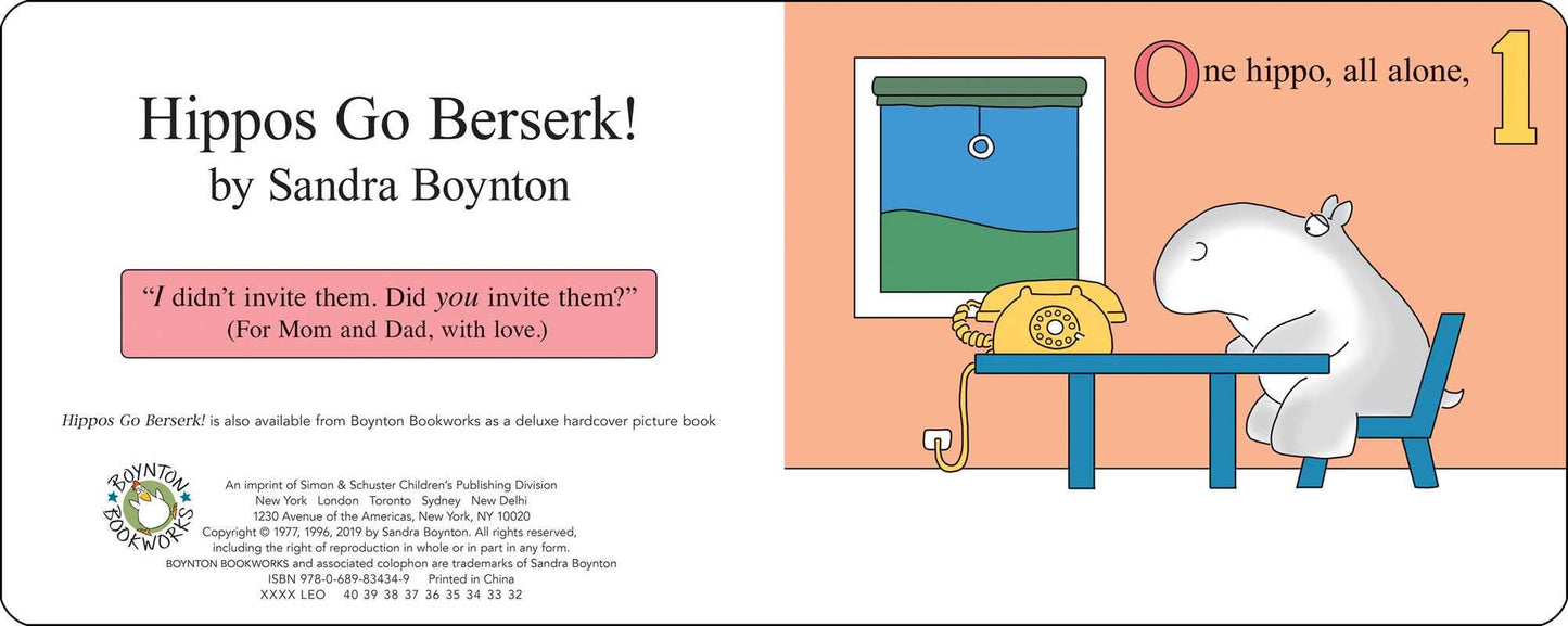 Hippos Go Berserk! by Sandra Boynton - Board Book