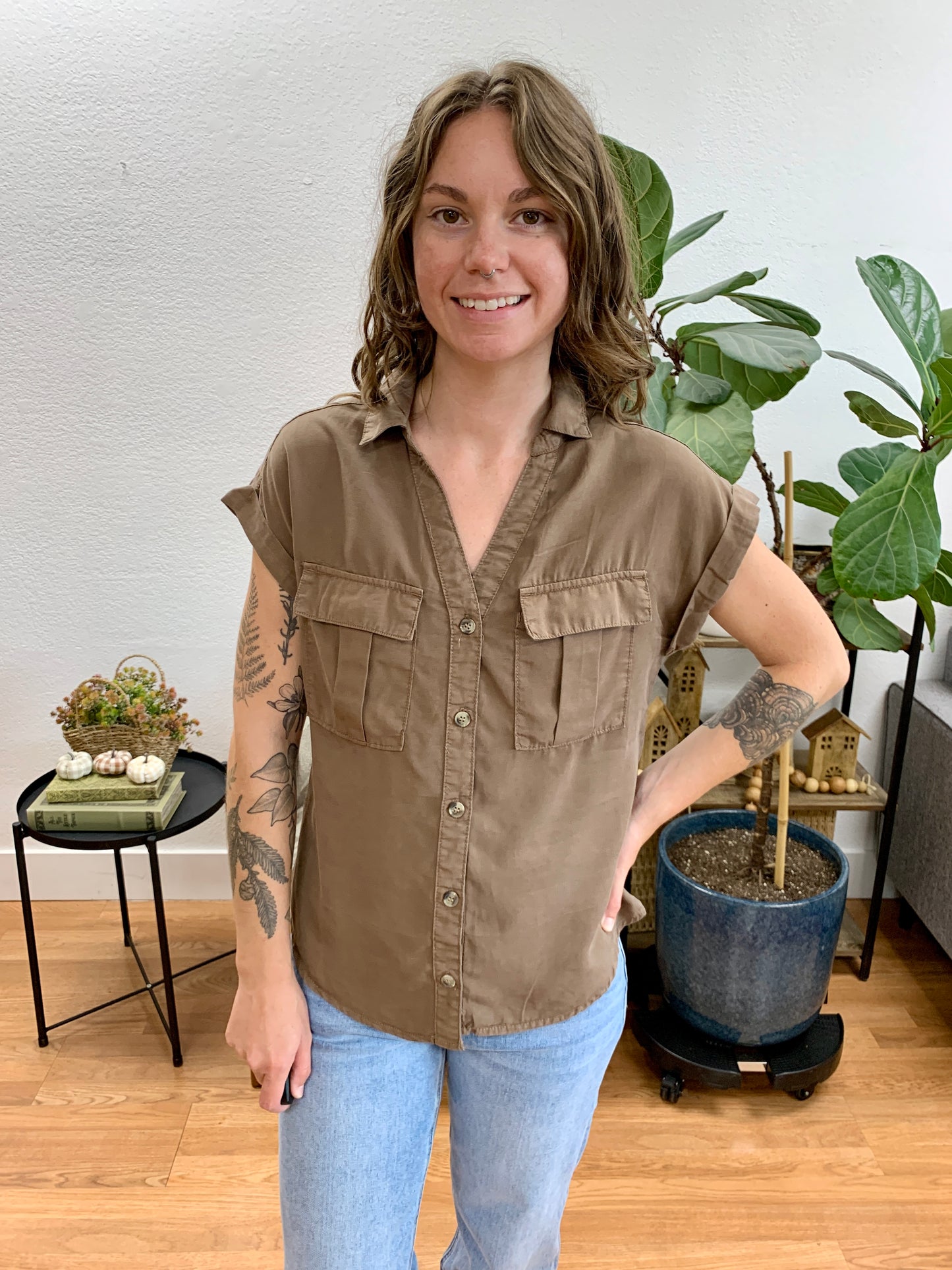 Brown Dolman Tencel Top