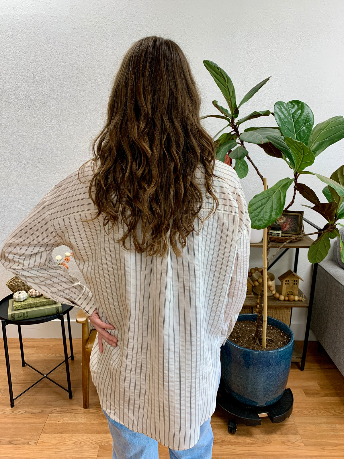 Khaki Striped Long Sleeve Shirt