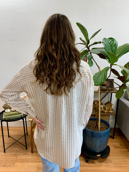 Khaki Striped Long Sleeve Shirt
