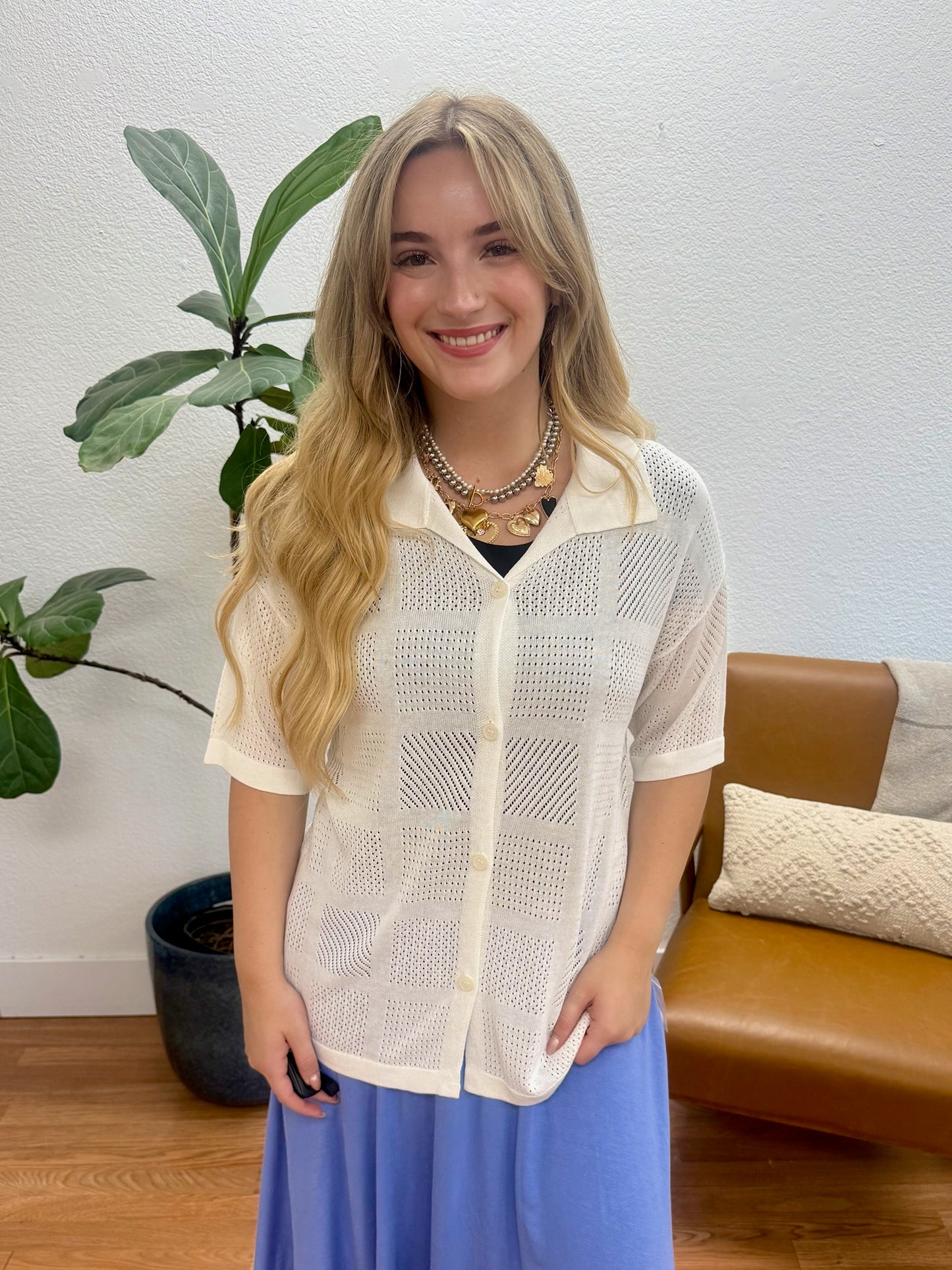 Ivory Jacquard Knitted Top