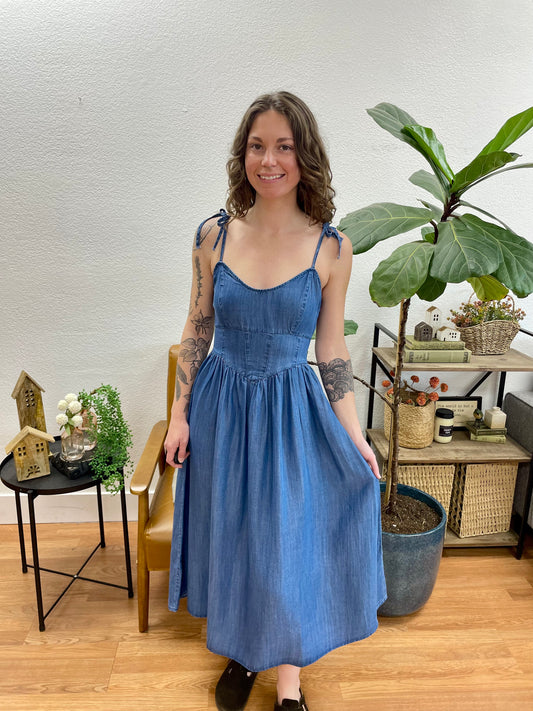 Blue Corset Midi Dress