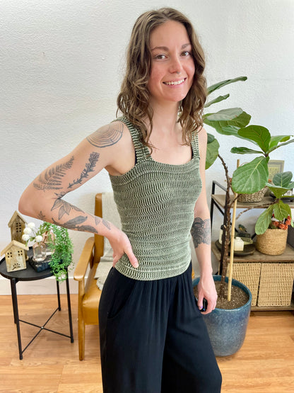 Olive Stone Washed Tank