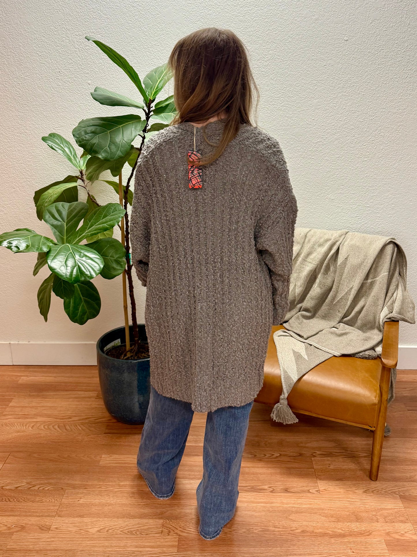 Dark Grey Popcorn Cardigan