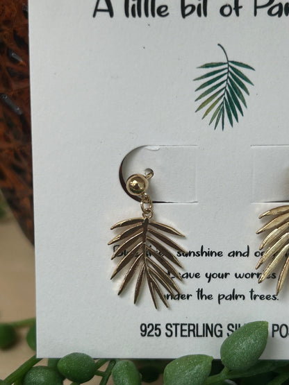 Dipped Fern Leaf Dangle Earrings