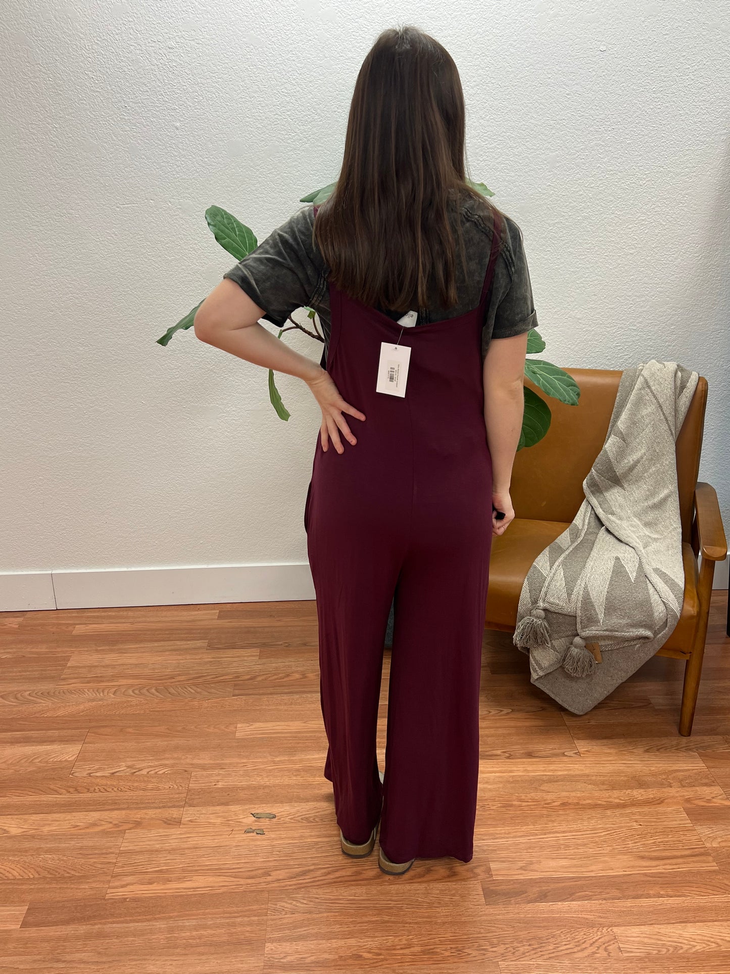 Wine Modal Overall Jumpsuit