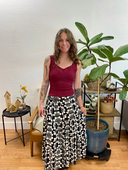 Black and White Patterned Skirt