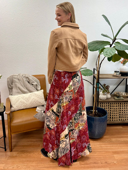 Marsala Mixed Print Maxi Skirt