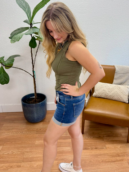 RISEN Dark Low Rise Cuffed Shorts