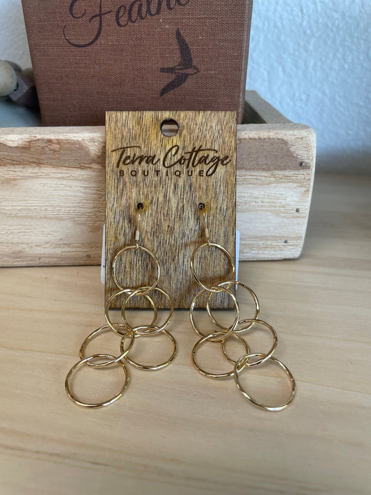 Gold 6 Hoop Dangle Earrings