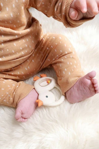 Silicone Teether with Rattle: Goose