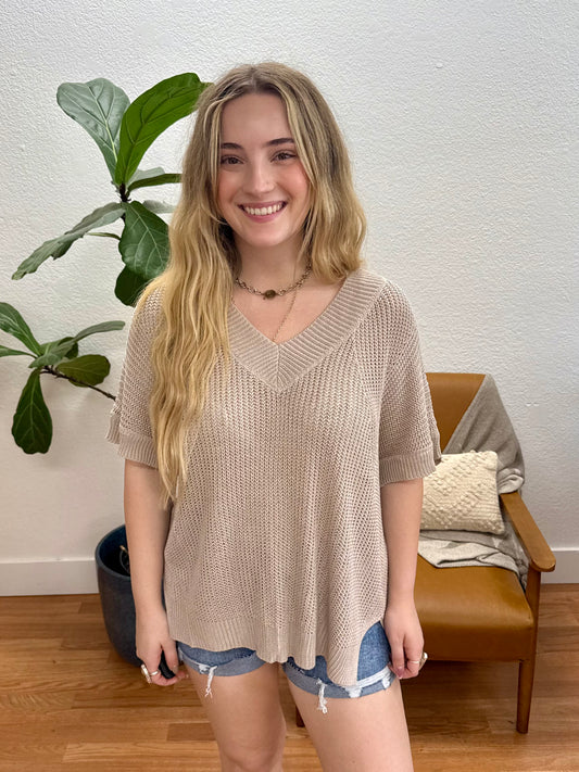 Taupe Dolman Sleeve Sweater Top