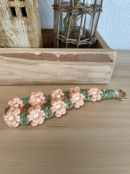 Macrame Flower Wristlet Keychain