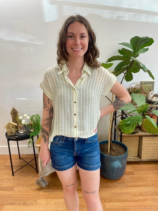 RISEN Dark Wash Side Slit Shorts