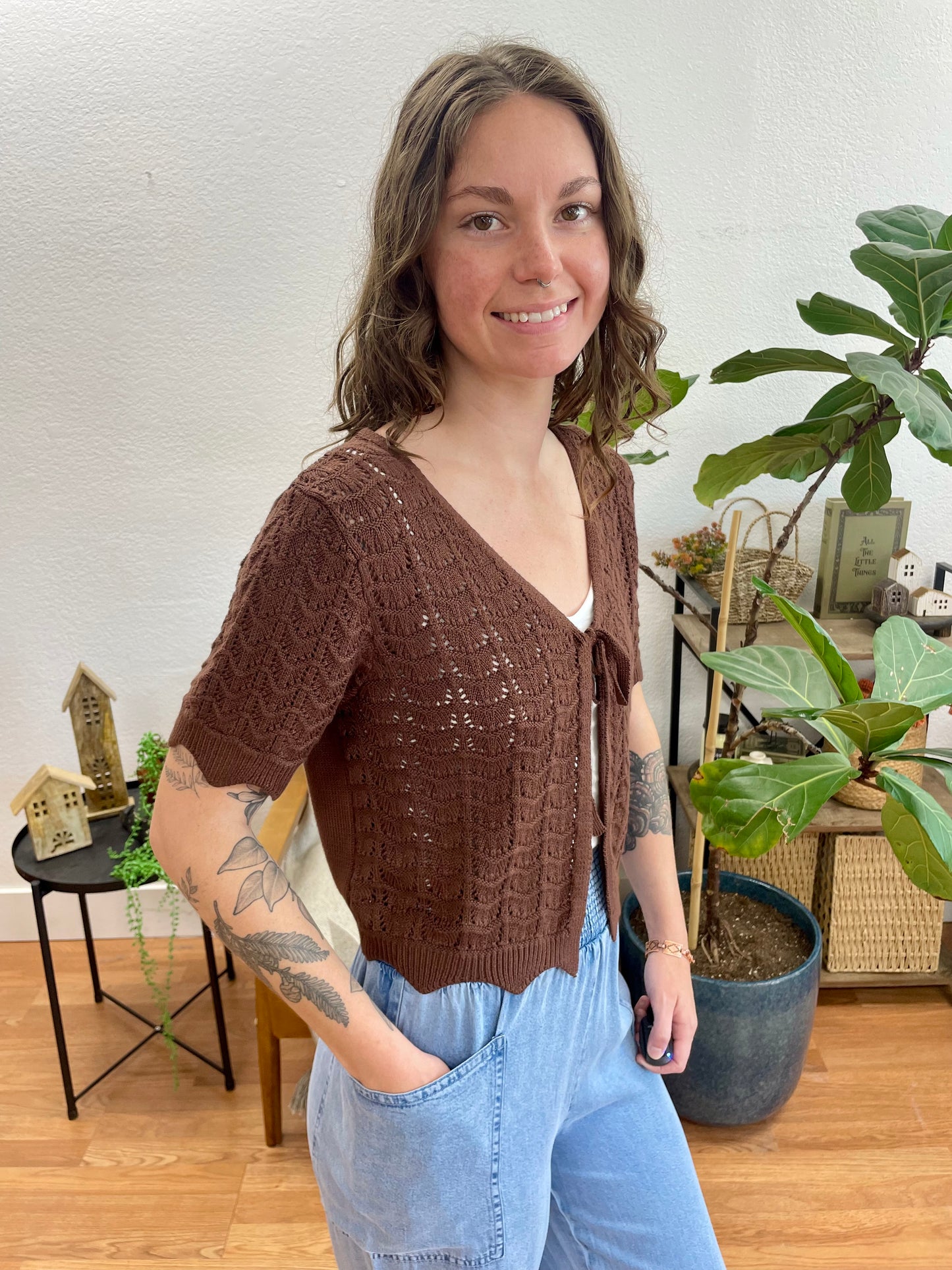 Choco Tie Front Knit Top