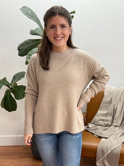 Heather Khaki Mock Neck Sweater