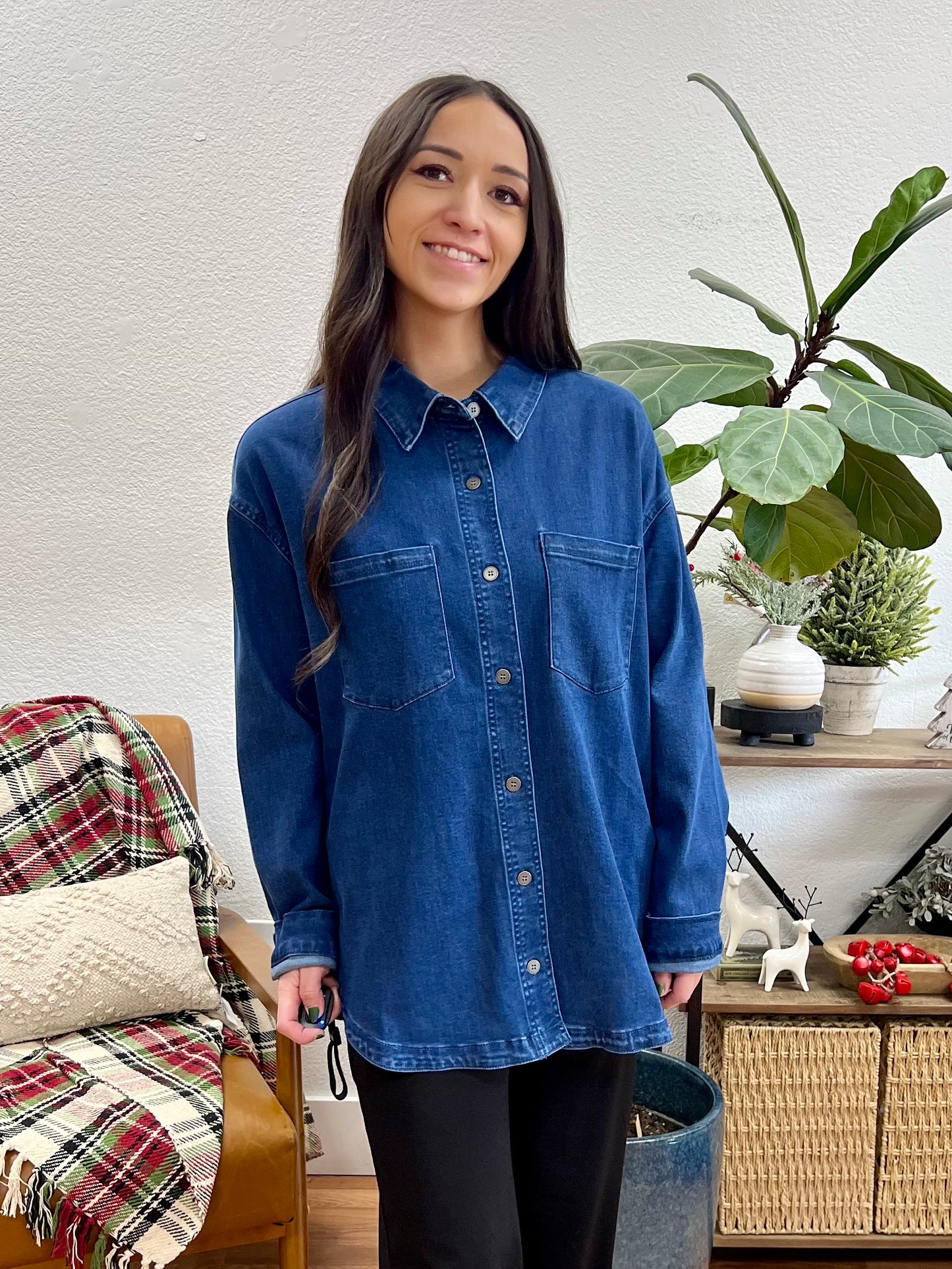 Dark Relaxed Fit Denim Shacket