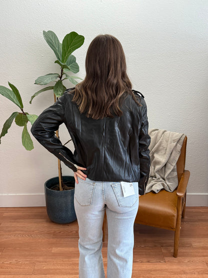 Black Faux Leather Moto Jacket