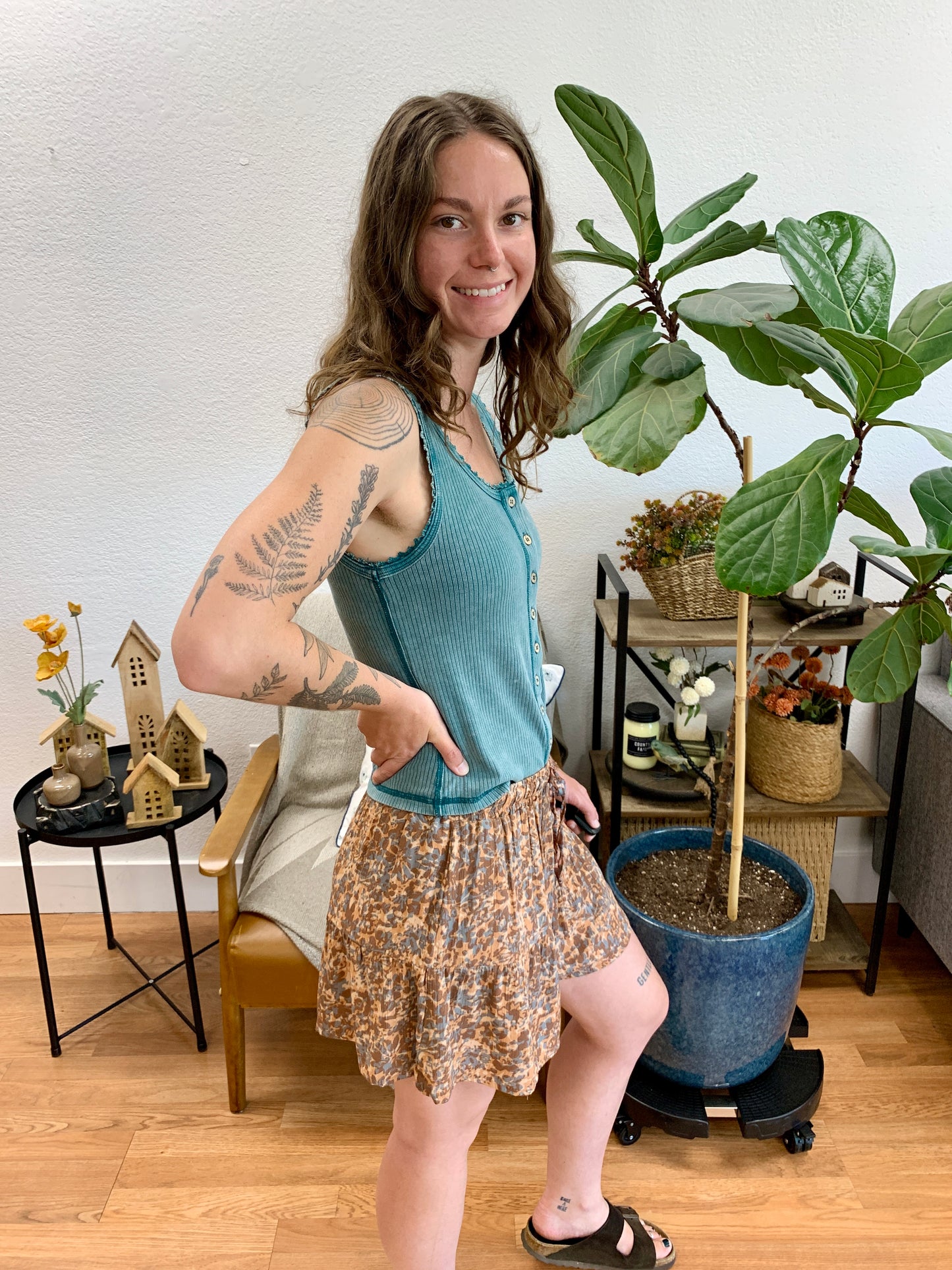 Mauve Floral Flouncy Shorts