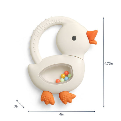 Silicone Teether with Rattle: Goose