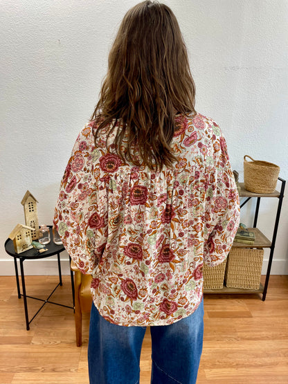 Floral Wrap Blouse - Terra Cottage